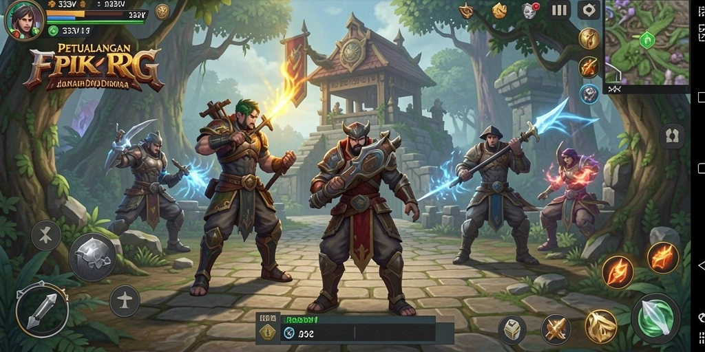 Screenshot utama 333V menunjukkan aksi seru dalam petualangan RPG.