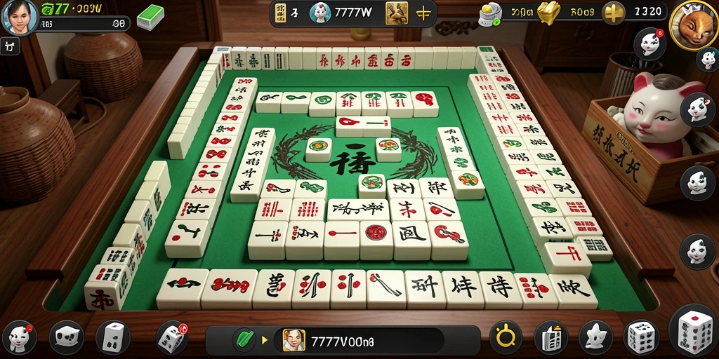 Tampilan menarik dari gameplay Mahjong di 7777W.