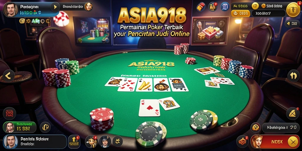 Tampilan gameplay ASIA918 yang seru dan mendebarkan saat bermain Poker.