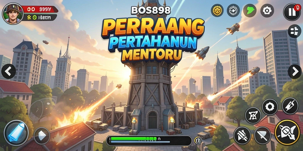 Tangkapan layar gameplay Tower Defense yang mendebarkan dari BOS898.