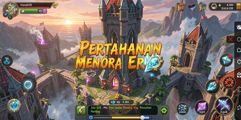 Menampilkan gameplay menara dan strategi pertahanan yang menarik.