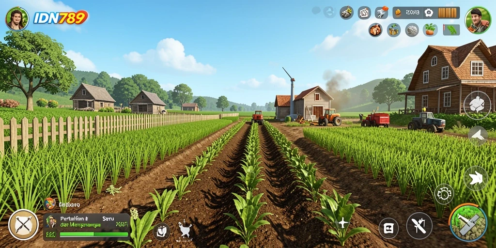 Gameplay seru IDN789 dengan berbagai aktivitas pertanian.