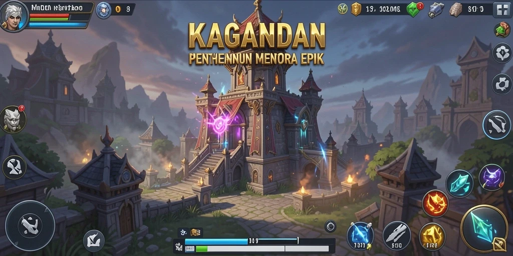 Tampilan gameplay menara pertahanan yang intens dan seru.