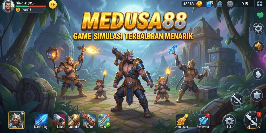 Screenshot utama MEDUSA88 menampilkan gameplay simulasi yang menarik.