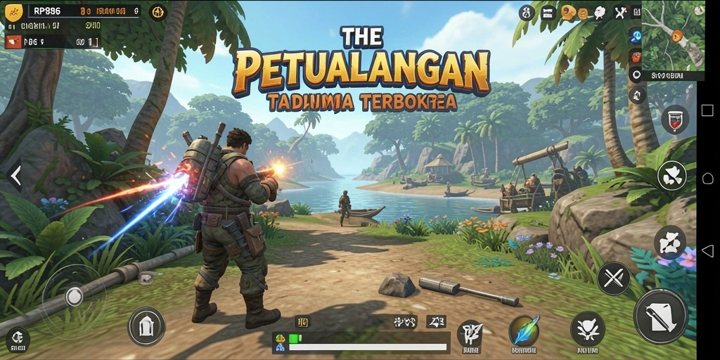 Screenshot RP886 menunjukkan karakter menjelajahi dunia terbuka yang fantastis.