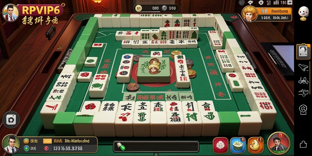 Screenshot gameplay RPVIP6 yang menunjukkan serunya bermain Mahjong.