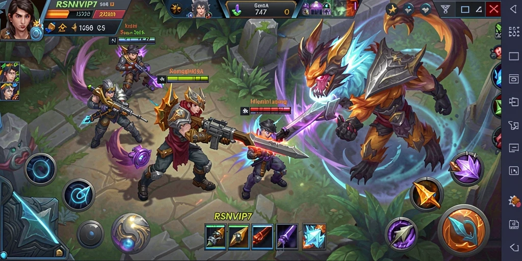 Screenshot gameplay RSNVIP7 yang menunjukkan aksi seru di arena.